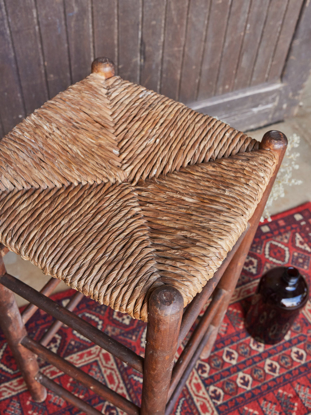 gaston-tabouret-bar-bois-paille-ancien-185-3