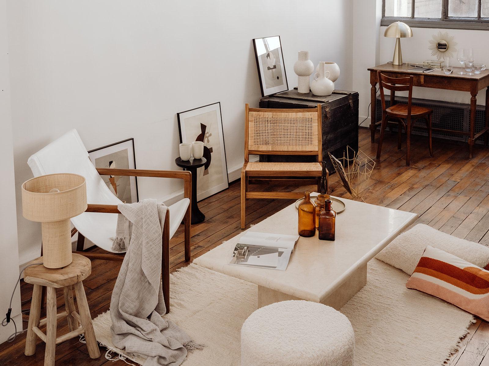 Corinne, la lampe en raphia - Debongout